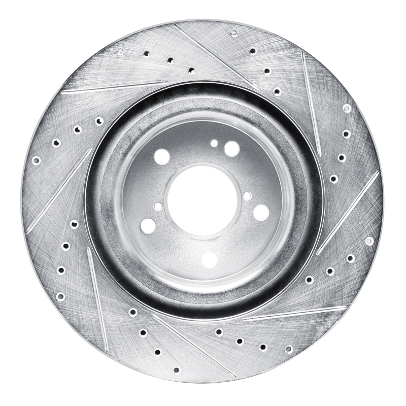 Acura MDX Brake Rotor (1) - Front Left - R1 Concepts - Drilled & Slotted - Silver - `22-`26